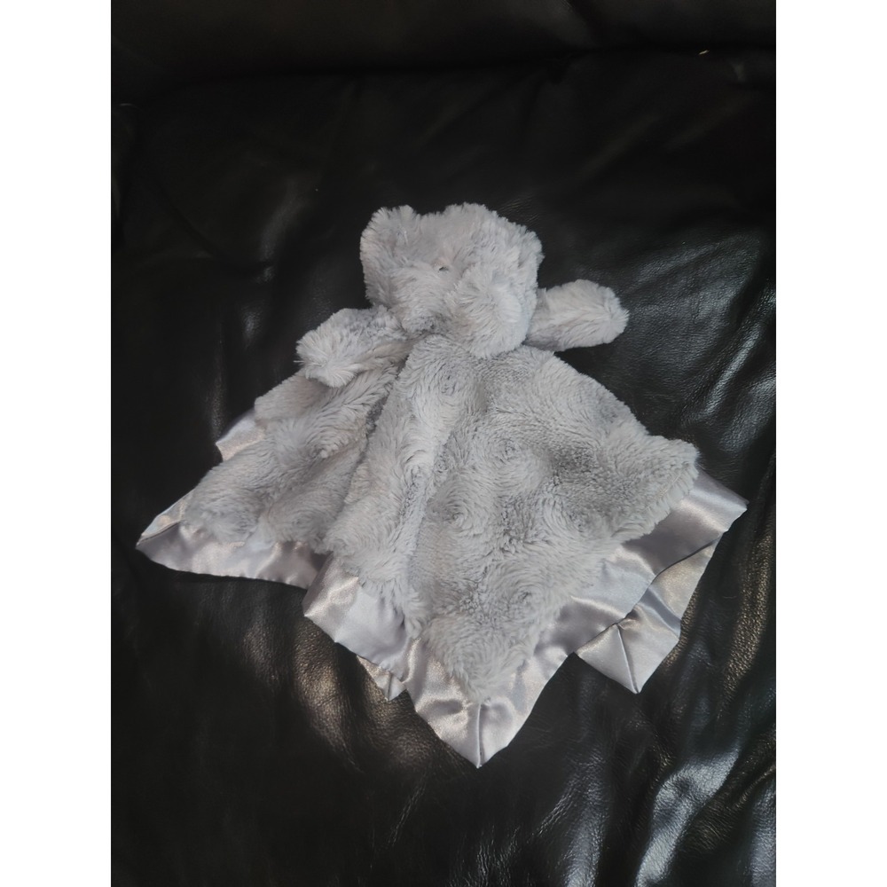 Cloud Island Gray Elephant Plush Lovey Security Blanket. Satin trim